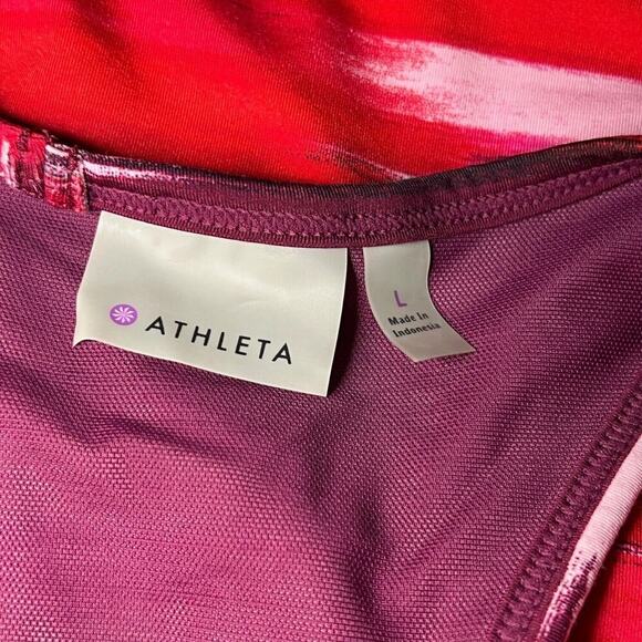 Athleta Women's Large Red Pink Tinker Tank Racerback Sleeveless Striped Top Bra - Picture 3 of 6